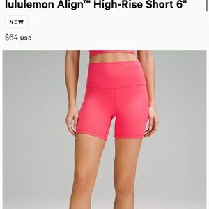 lululemon Align High-Rise Short 6" pink